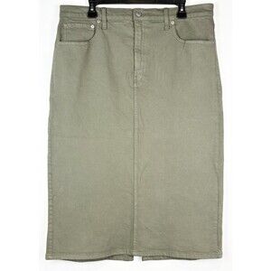 Banana Republic Skirt Khaki Army Green Scandi Safari Denim Olive Sz 16 NEW